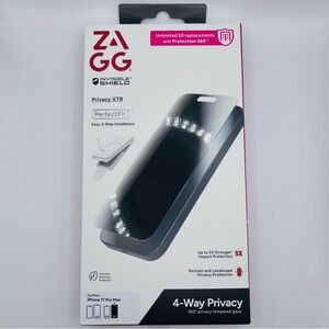 NWT ZAGG InvisibleShield 4-Way Privacy XTR Screen Protector - iPhone 17 Pro Max